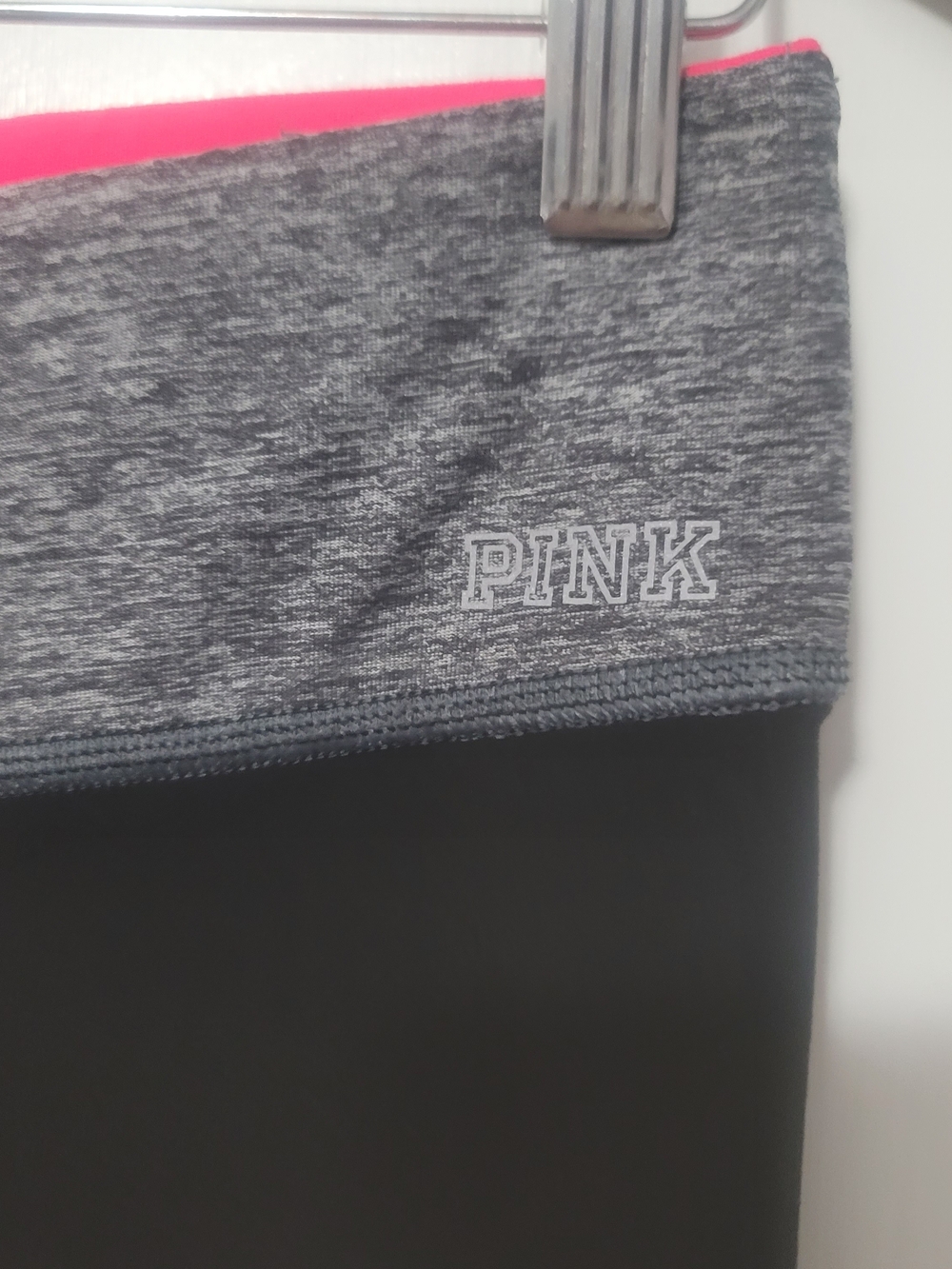 PINK Victoria's Secret Neon Pink and Black Colorblock Athletic Yoga Pants - Picture 7 of 8